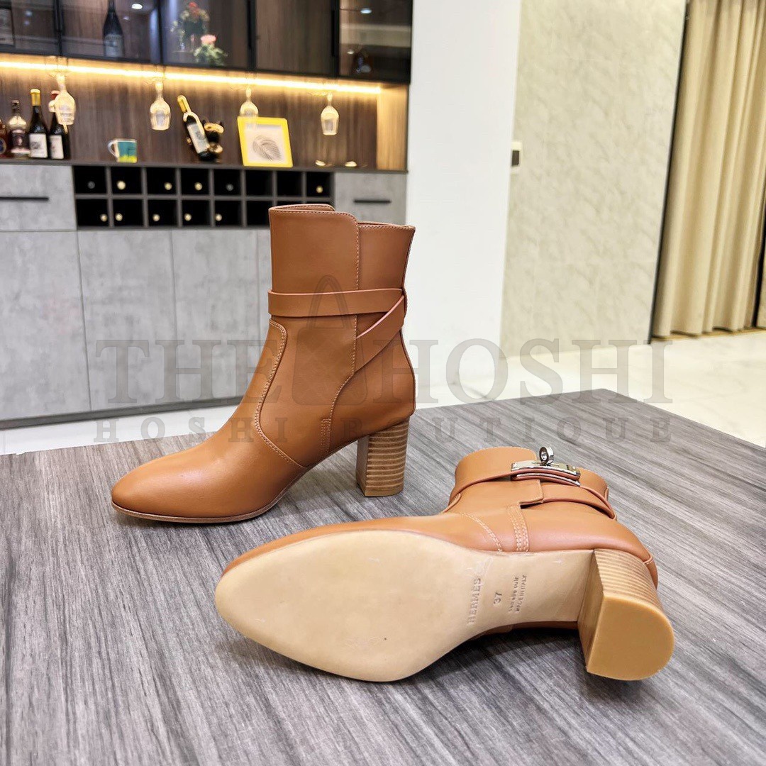 H**me5 Frenchie 50mm Ankle Boots In Brown Calfskin Master Quality