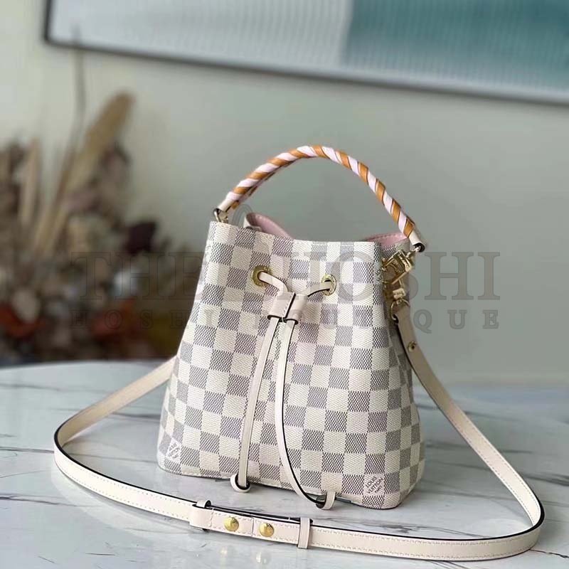 L0vis Vvtt0n LV Women NéoNoé BB Bucket Bag Damier Azur Coated Canvas Master Quality