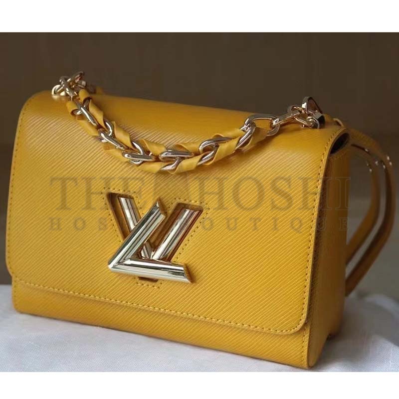 L0vis Vvtt0n LV Women Twist MM Handbag Sunflower Yellow Epi Grained Cowhide Leather Master Quality