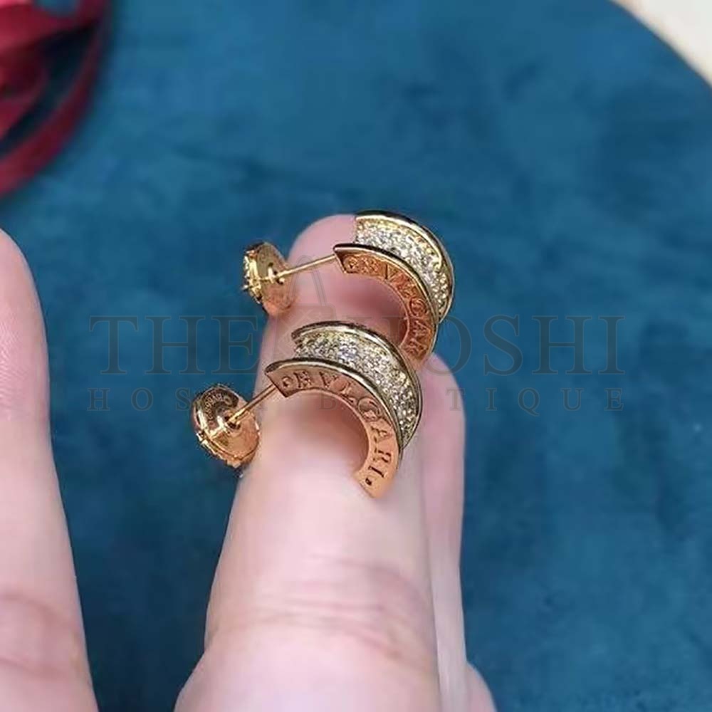 Bv1g*ai Women B.zero1 Earrings in 18 KT Rose Gold Set with Pave D1am0nds on the Spiral Master Quality