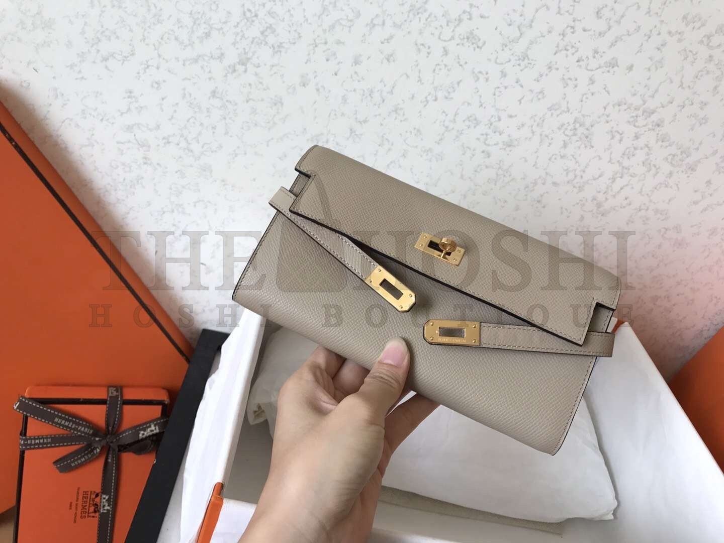 H**me5 Kelly Classic Long Wallet In Grey Epsom Leather Master Quality