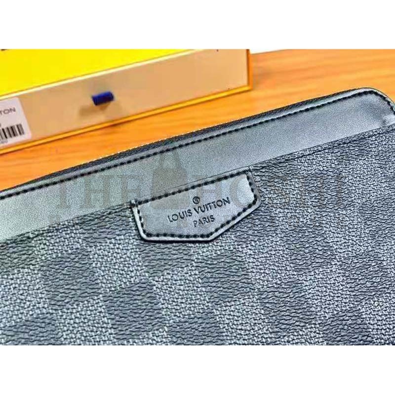 L0vis Vvtt0n LV Men Zippy Dragonne Wallet Damier Graphite Coated Canvas-Grey Master Quality