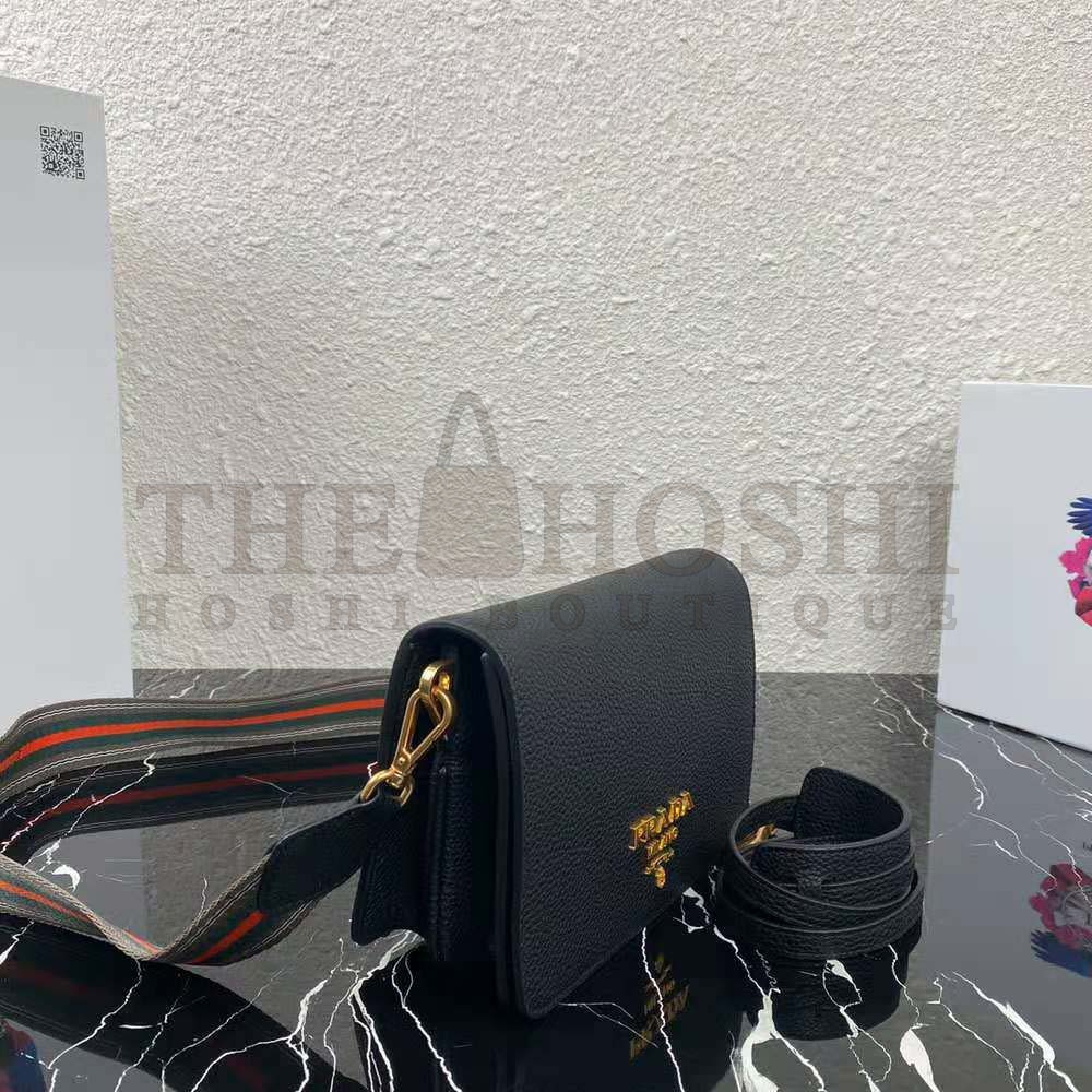 Pra*a Women Calf Leather Shoulder Bag-Black Master Quality