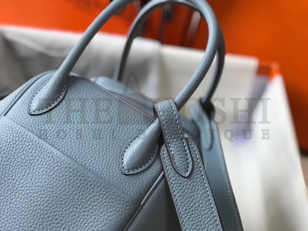 H**me5 Lindy 30cm Bag In Blue Lin Clemence Leather Master Quality