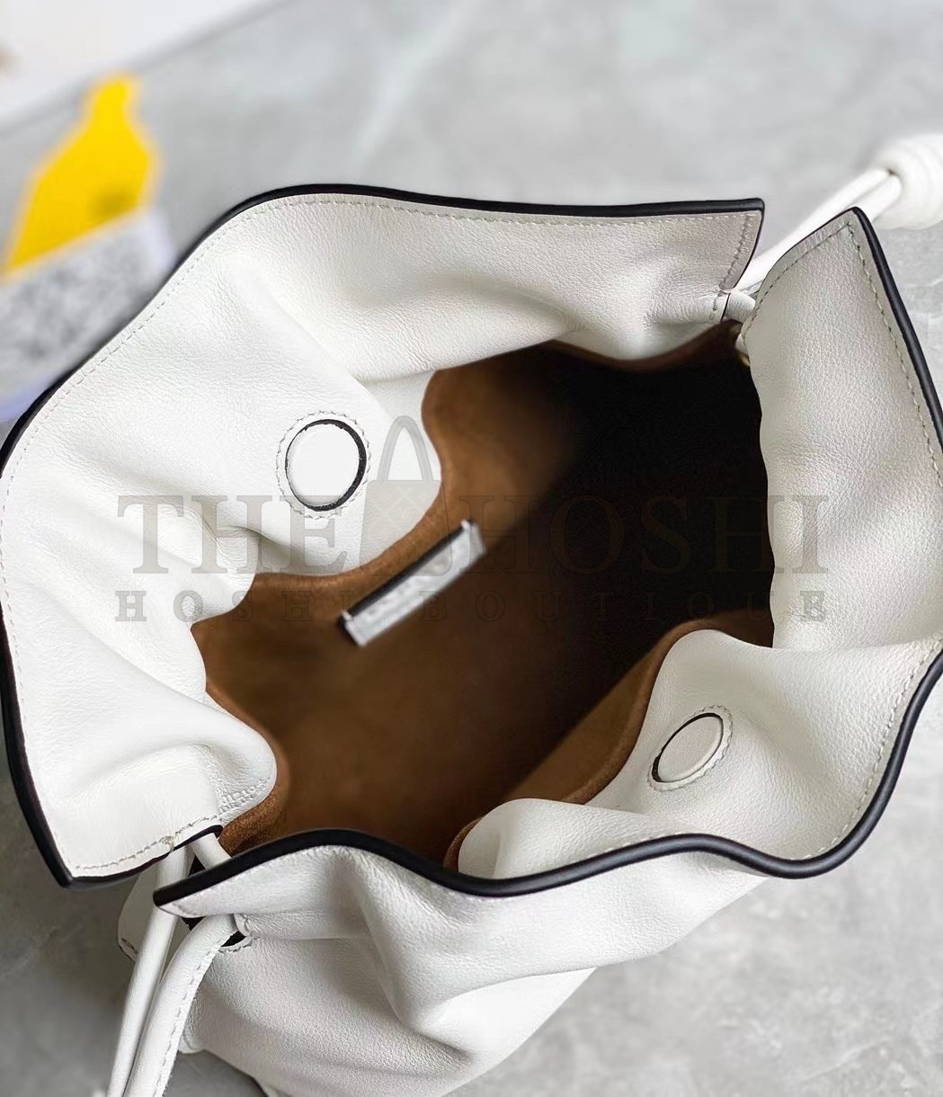 L0ew* Flamenco Mini Clutch In White Nappa Leather Master Quality