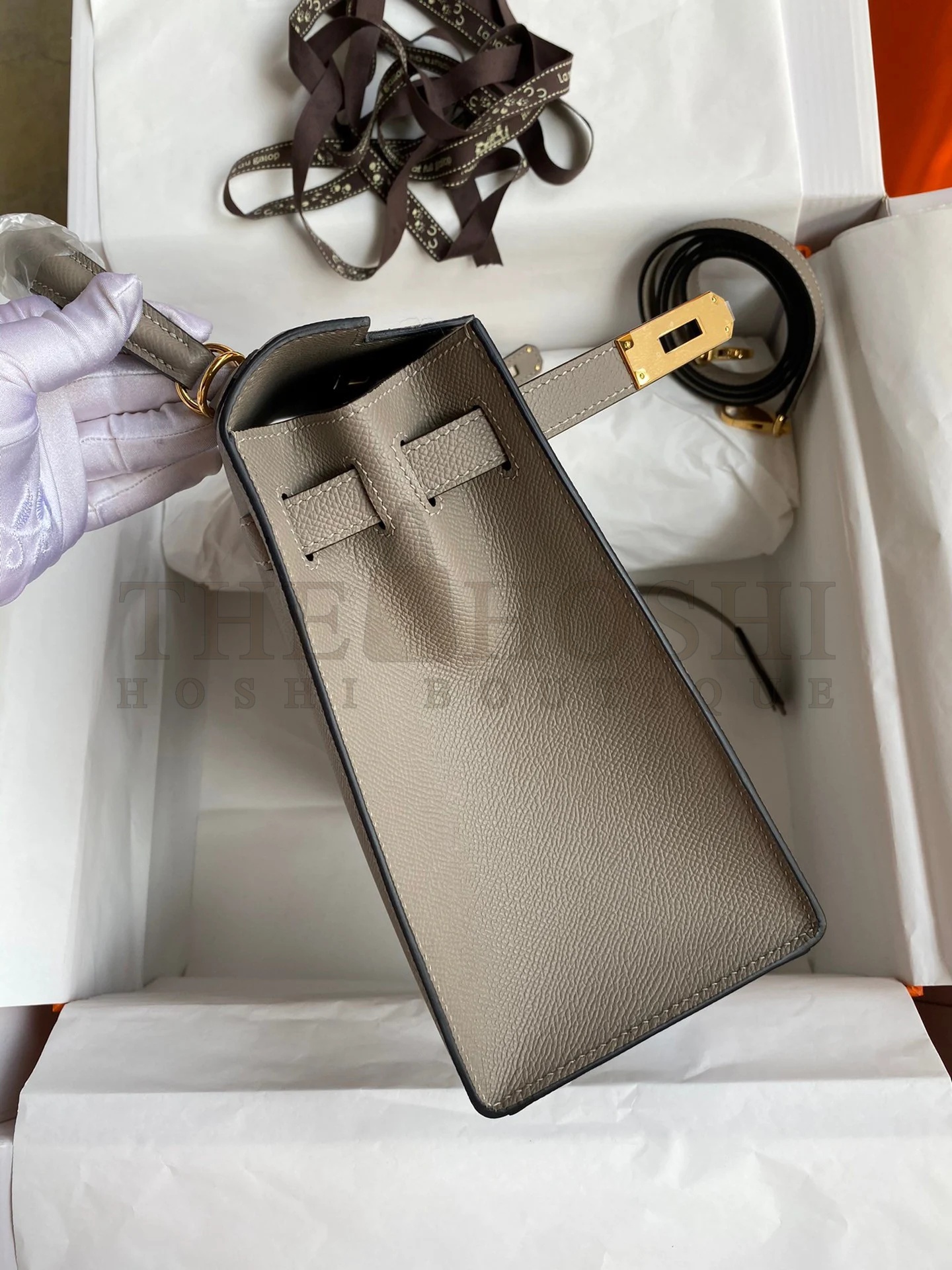 H**me5 Kelly Sellier 28 Handmade Bag In Gris Asphalt Epsom Calfskin Master Quality