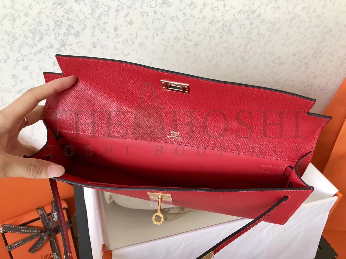 H**me5 Red Epsom Kelly Cut Handmade Bag Master Quality