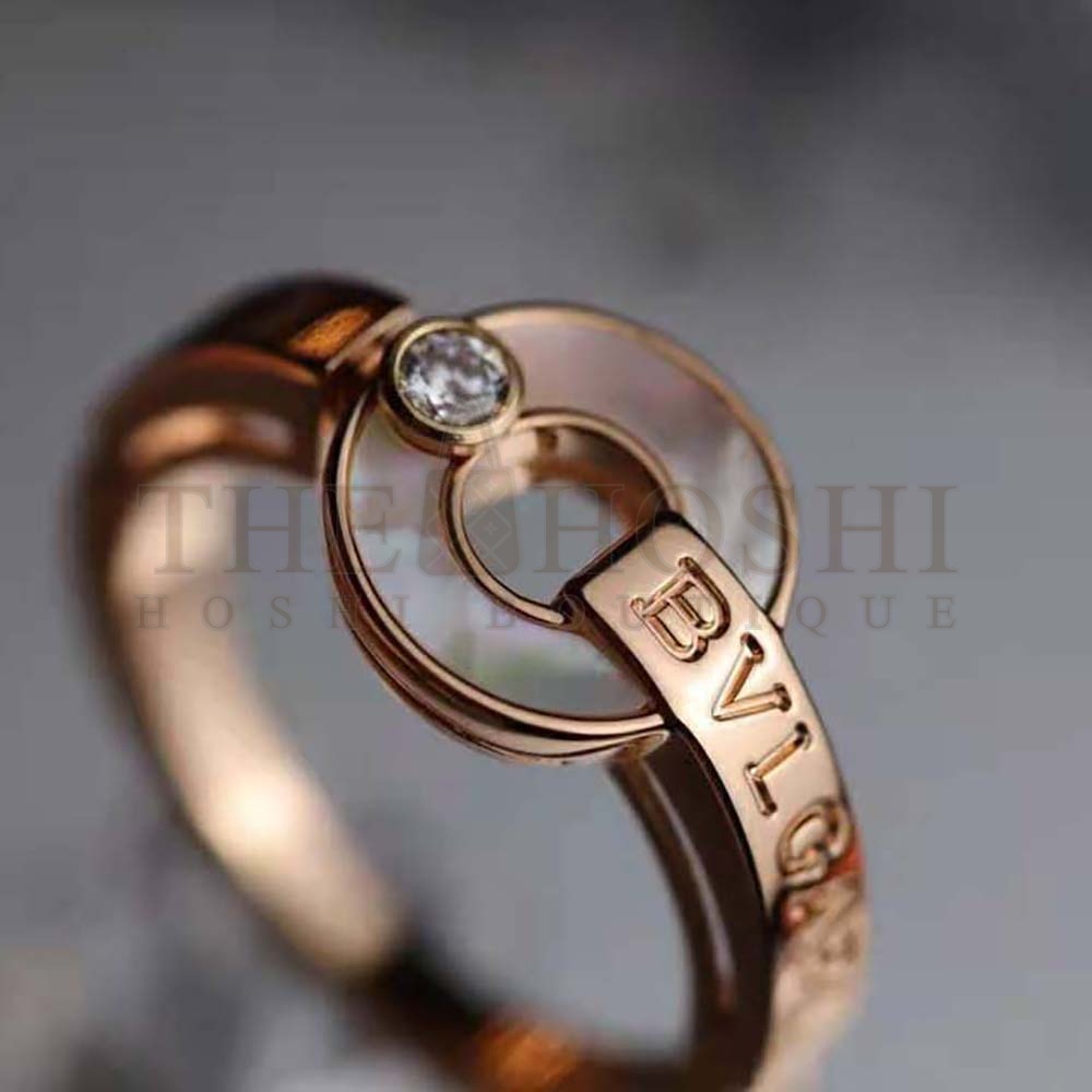 Bv1g*ai Women Openwork 18 KT Rose Gold Ring Master Quality