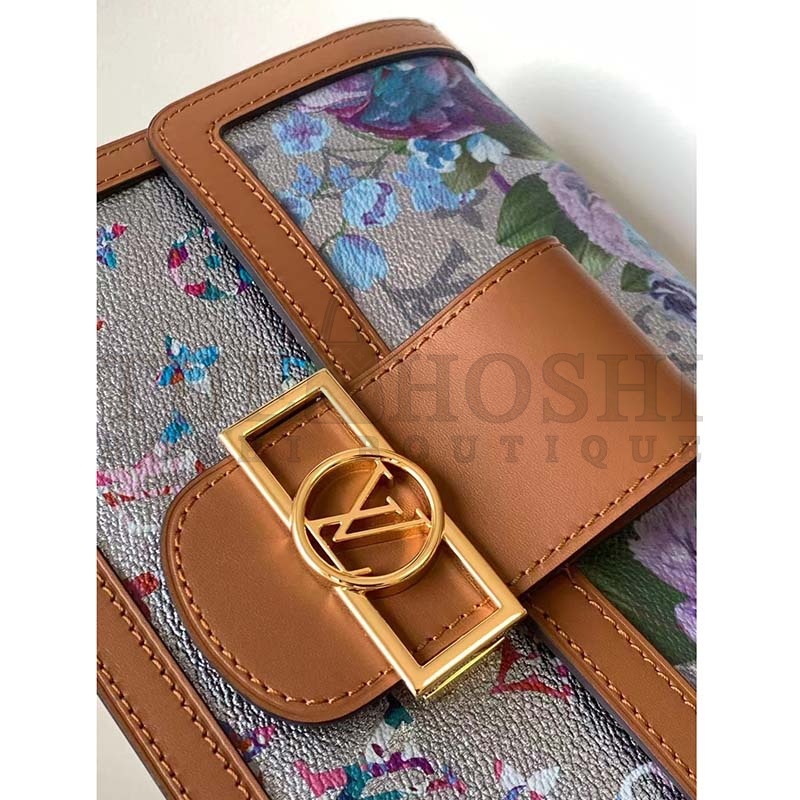 L0vis Vvtt0n LV Women Dauphine MM Handbag Blue Coated Canvas Cowhide Leather Master Quality