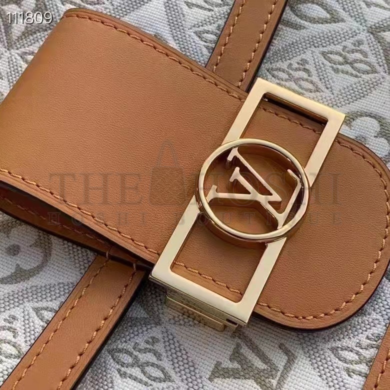 L0vis Vvtt0n LV Women Dauphine MM Handbag Ecru Caramel Since 1854 Jacquard Master Quality