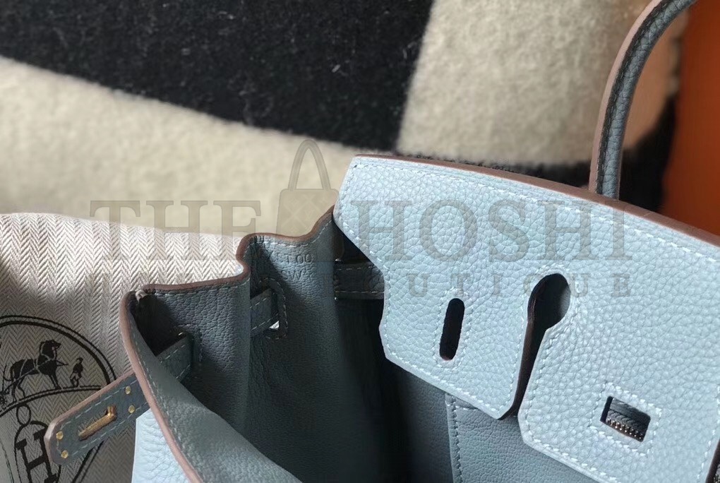 H**me5 Birkin 25cm Bag In Blue Lin Clemence Leather Master Quality