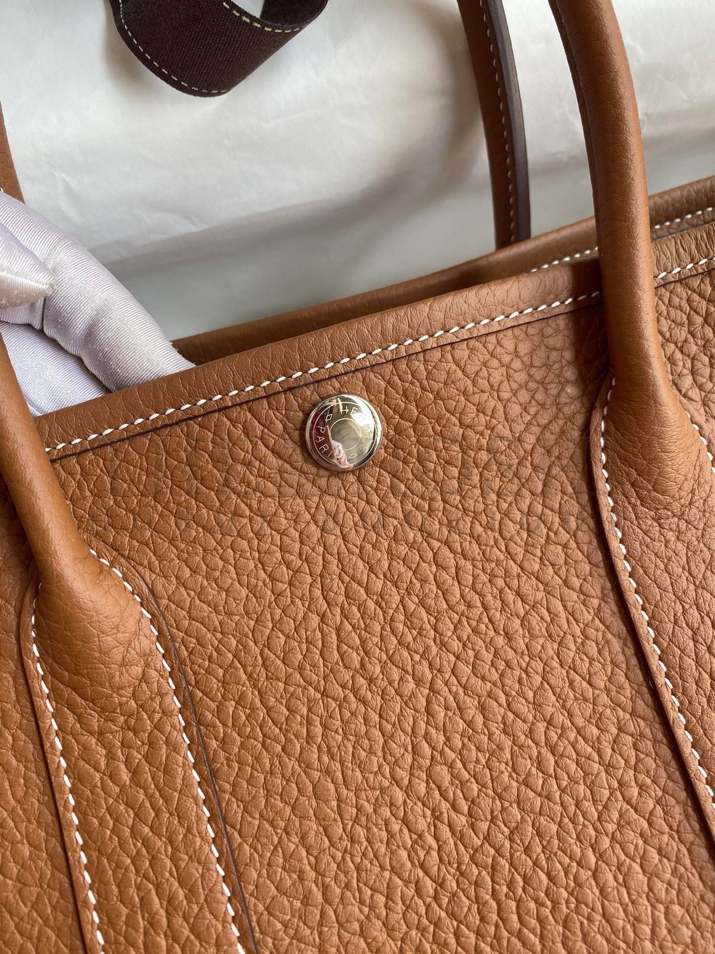 H**me5 Garden Party 30 Handmade Bag in Gold Negonda Leather Master Quality