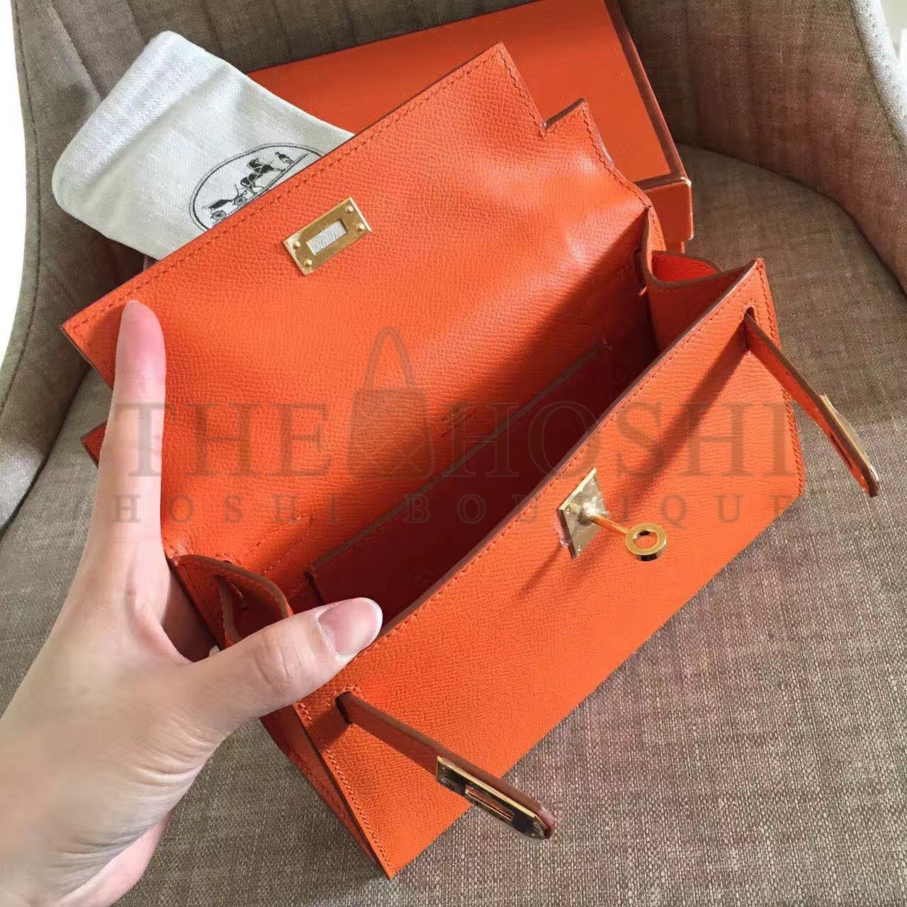 H**me5 Orange Kelly Pochette Epsom Handmade Bag Master Quality