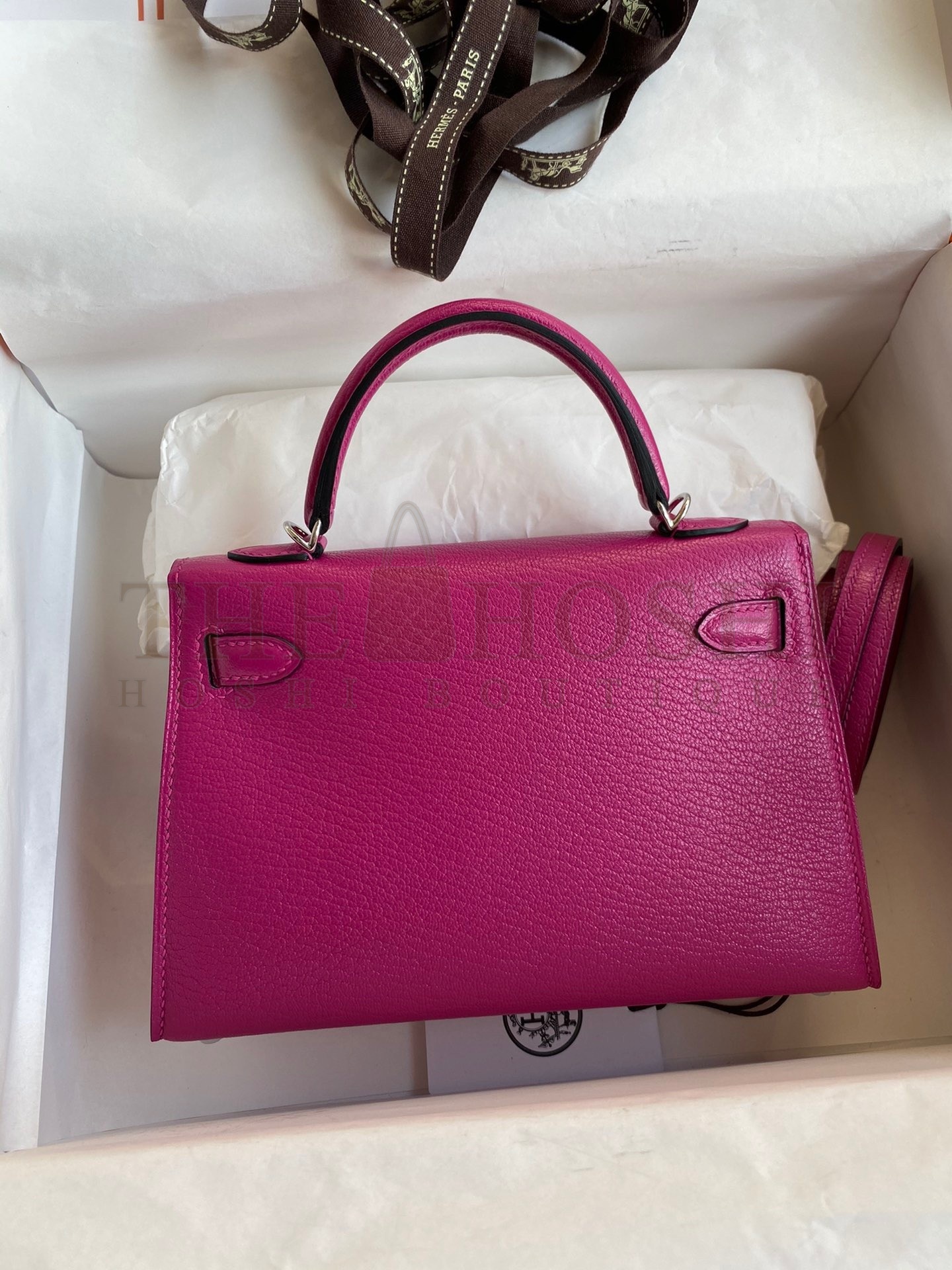 H**me5 Kelly Mini II Sellier Handmade Bag In Rose Purple Chevre Mysore Leather Master Quality
