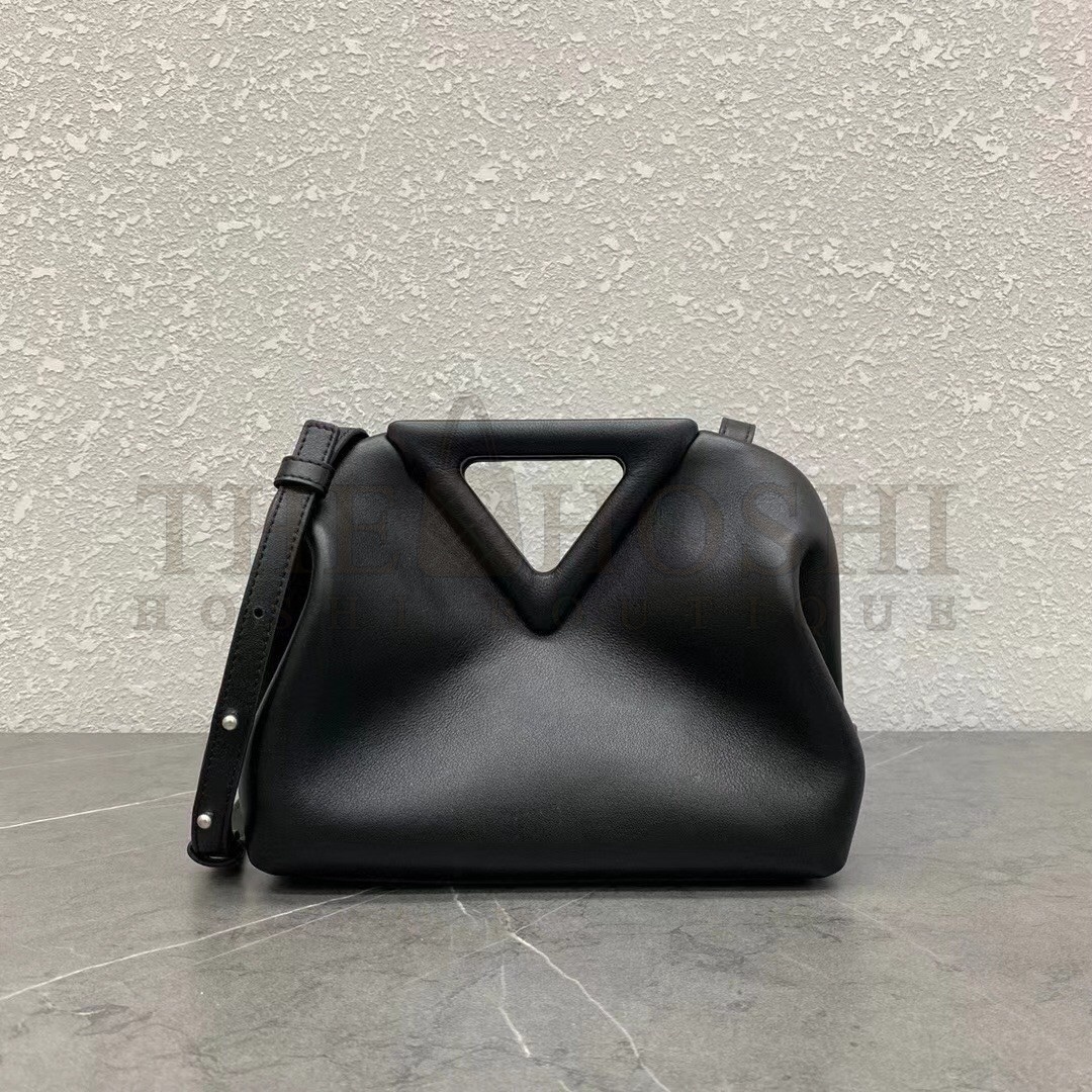B0tt*ga Ven*ta Small Point Top Handle Bag In Black Leather Master Quality