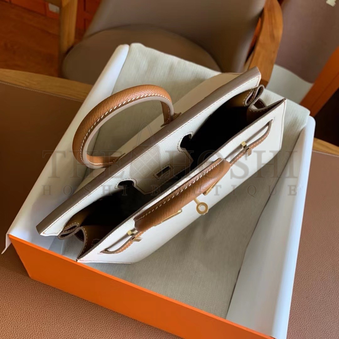 H**me5 HSS Birkin 25 Sellier Bag in Craie and Gold Epsom Calfskin Master Quality