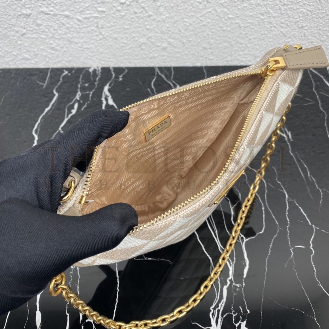 Pra*a Women Embroidered Fabric Mini-Bag-Beige Master Quality