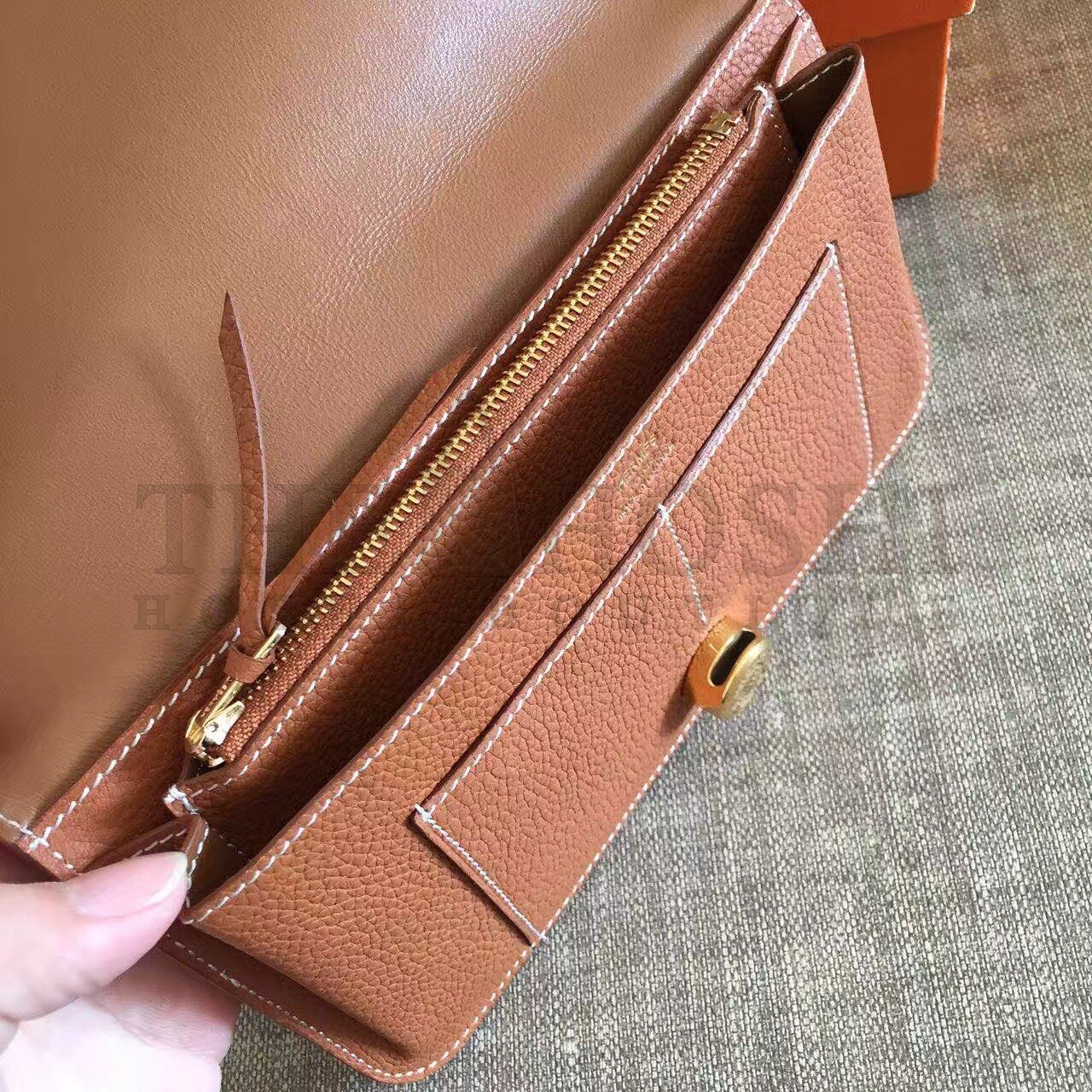 H**me5 Dogon Duo Wallet in Gold Clemence Leather Master Quality