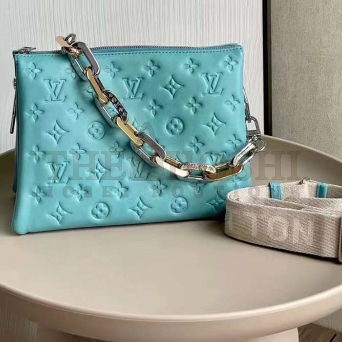 L0vis Vvtt0n LV Women Coussin PM Handbag Azure Blue Lambskin Calfskin Cowhide Leather Master Quality