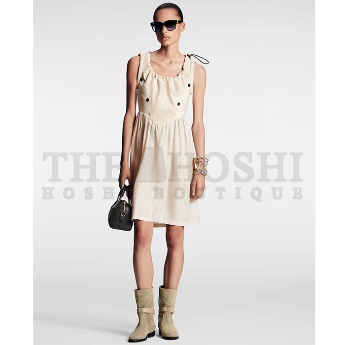 L0vis Vvtt0n LV Women Drawstring Scuba Dress Pinkish Beige Regular Fit 1AFCI8 Master Quality