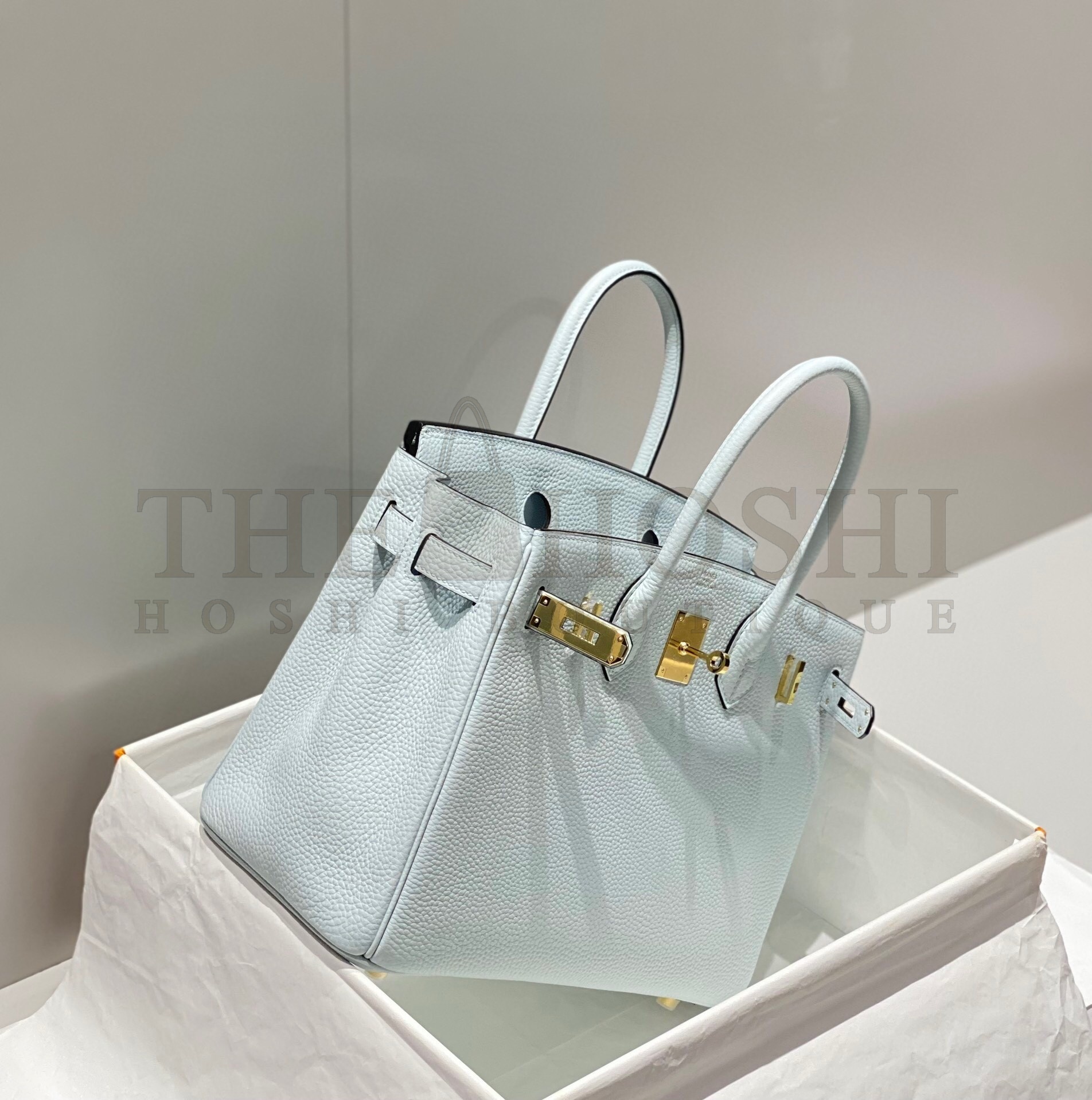 H**me5 Birkin 30cm Bag In Blue Brume Clemence Leather GHW Master Quality