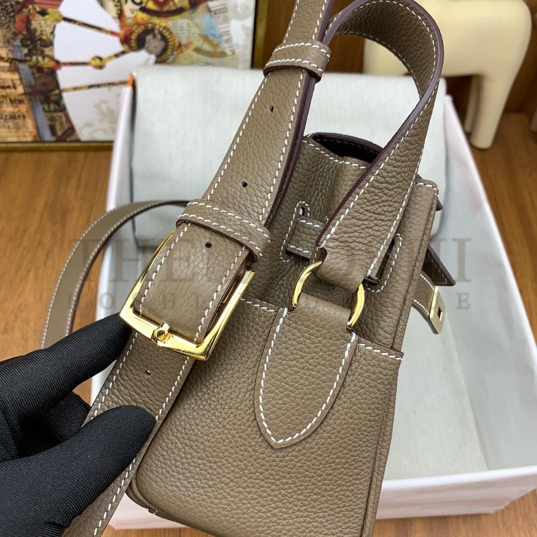 H**me5 Kelly Messenger Bag in Taupe Clemence Leather Master Quality