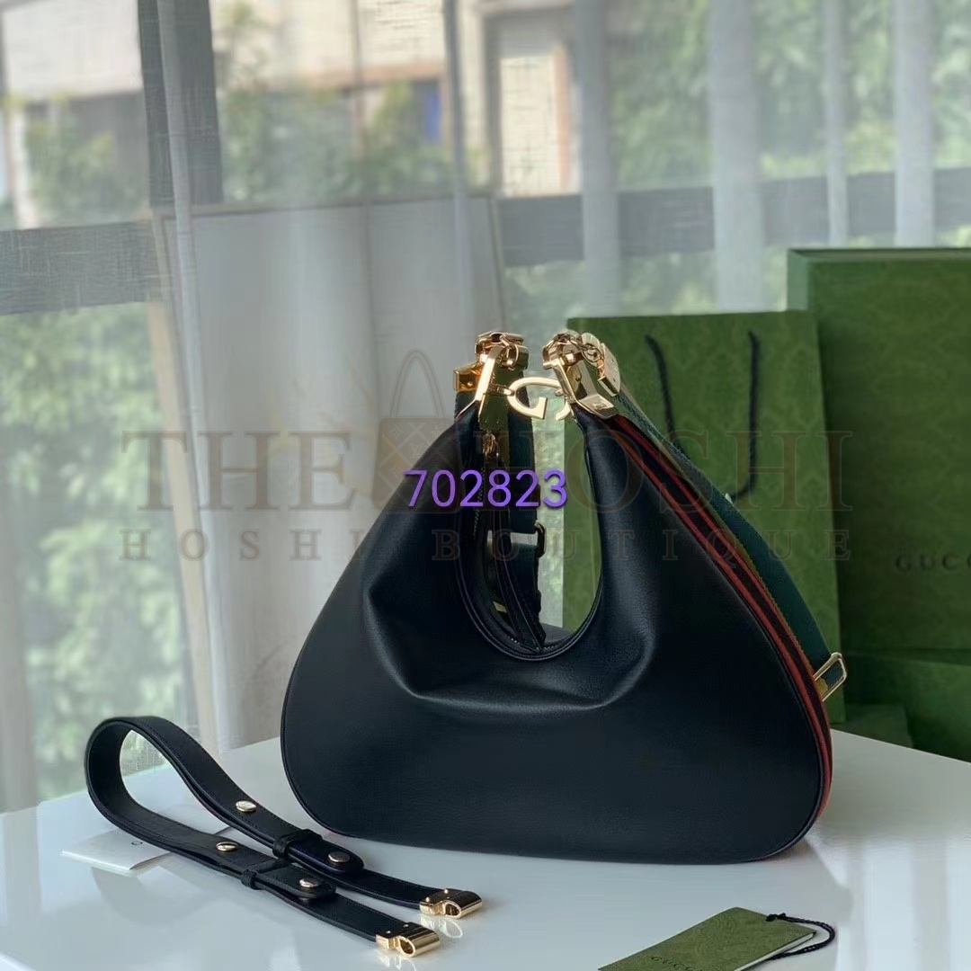 Gvc*1 Women Attache Large Shoulder Bag Black Leather Master Quality