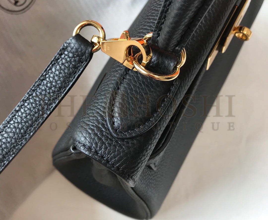 H**me5 Kelly 25cm Retourne Bag in Black Clemence Leather GHW Master Quality
