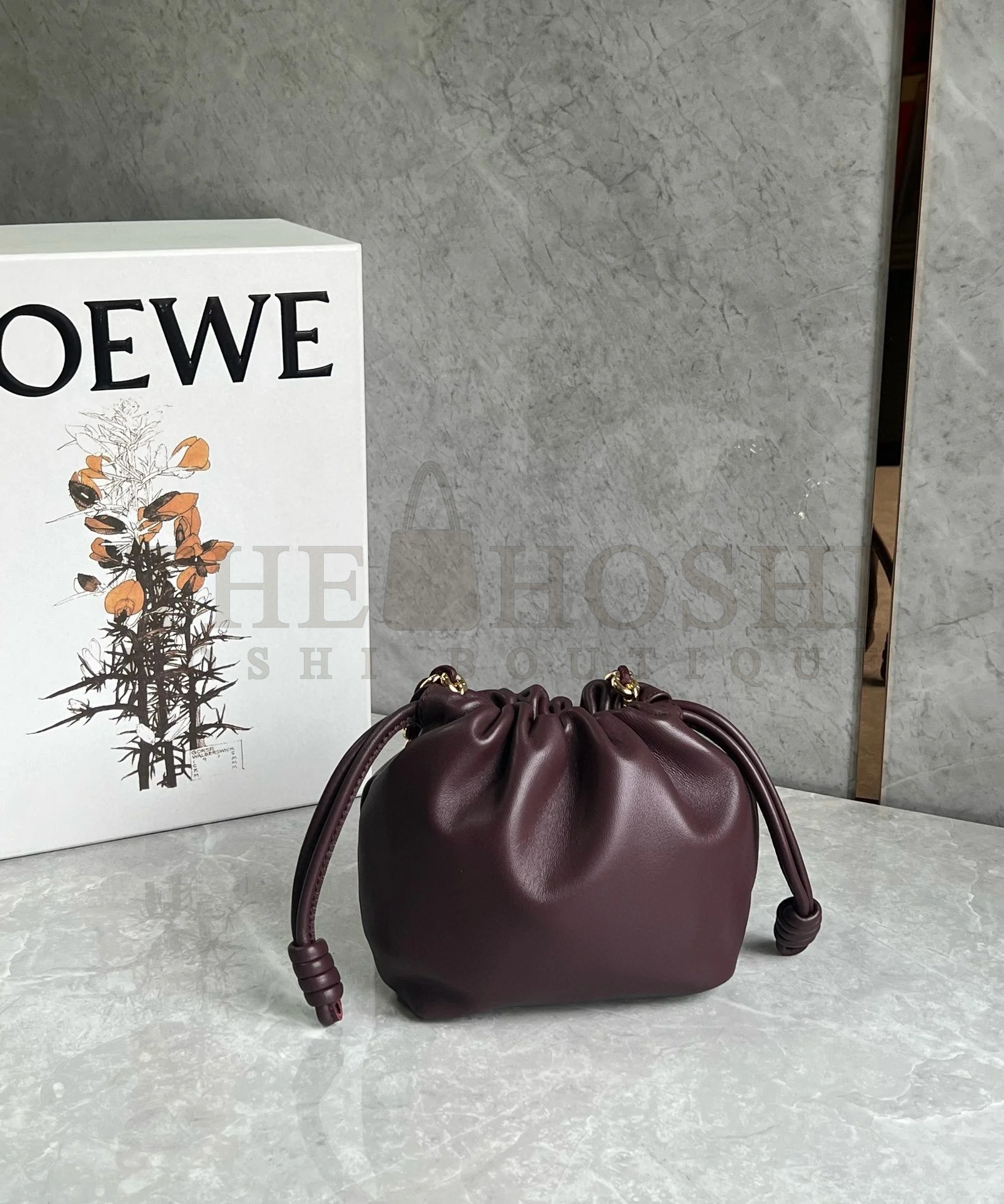 L0ew* Mini Flamenco Purse Bag in Burgundy Nappa Lambskin Master Quality