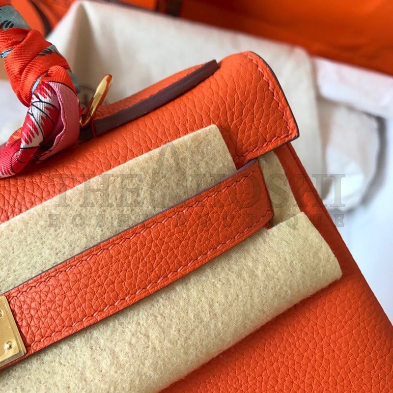 H**me5 Kelly Retourne 28 Handmade Bag In Orange Clemence Leather Master Quality