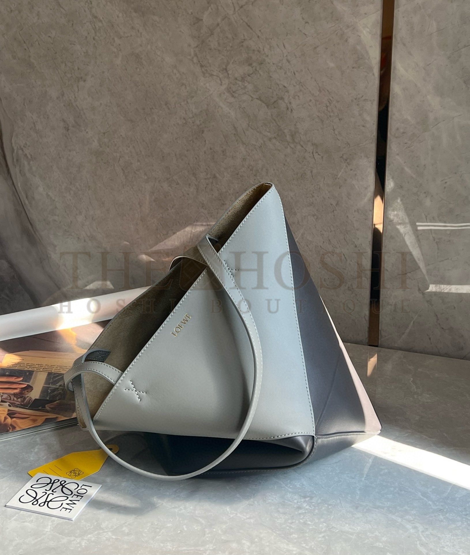 L0ew* Medium Puzzle Fold Tote Bag in Grey/Dark Green Calfskin Master Quality