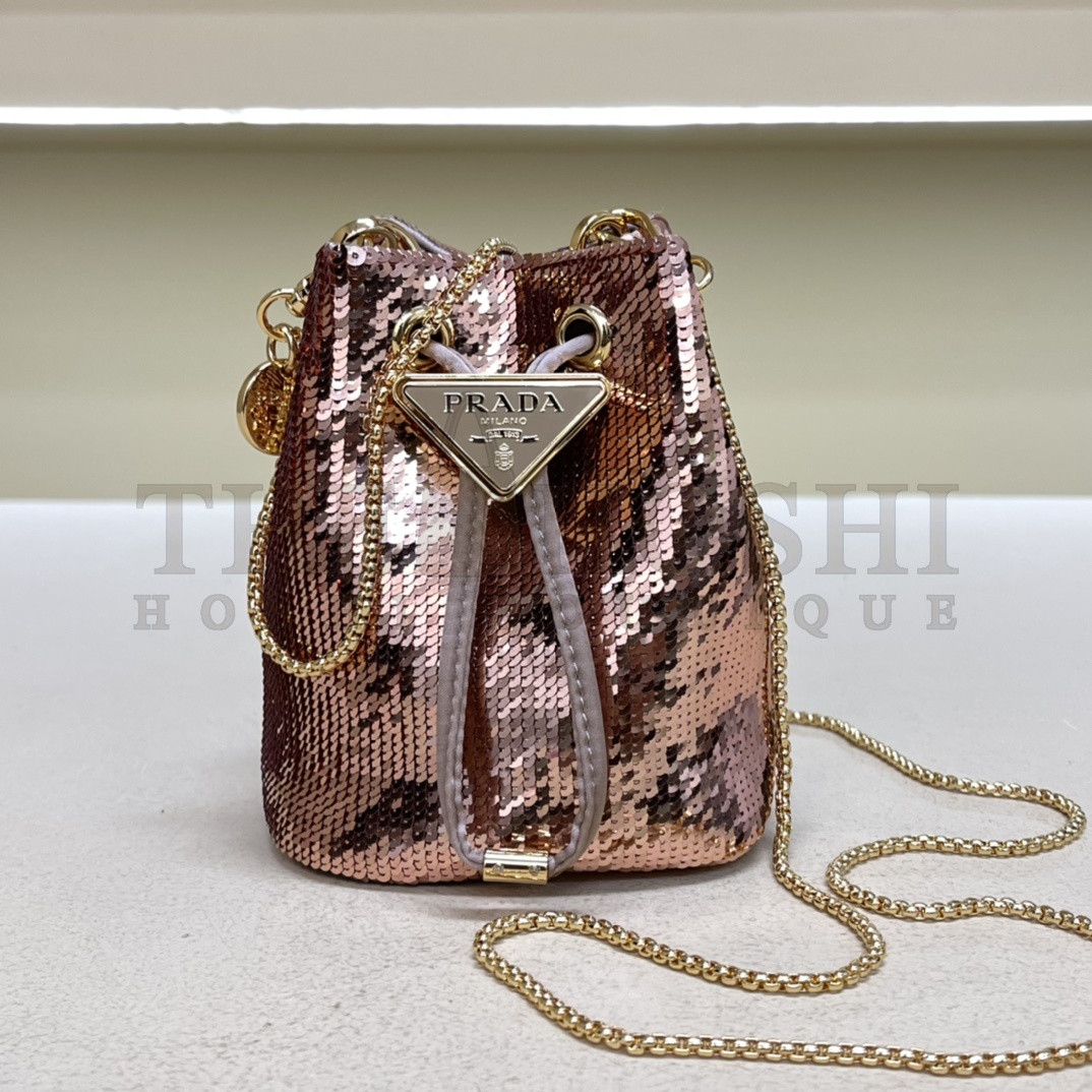 Pra*a Sequined satin mini-pouch bag Height: 9.5cm Width: 9cm Length: 6cm Master Quality