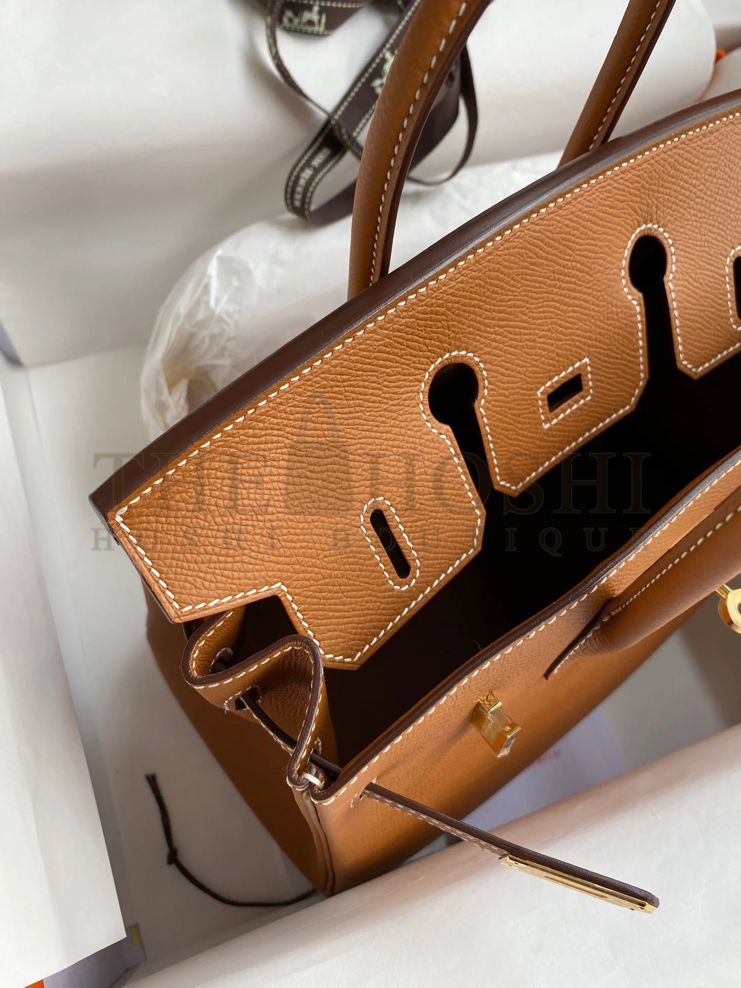 H**me5 Birkin 25 Retourne Handmade Bag In Gold Epsom Calfskin Master Quality