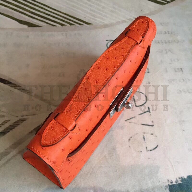 H**me5 Orange Kelly Pochette Ostrich Handmade Bag Master Quality