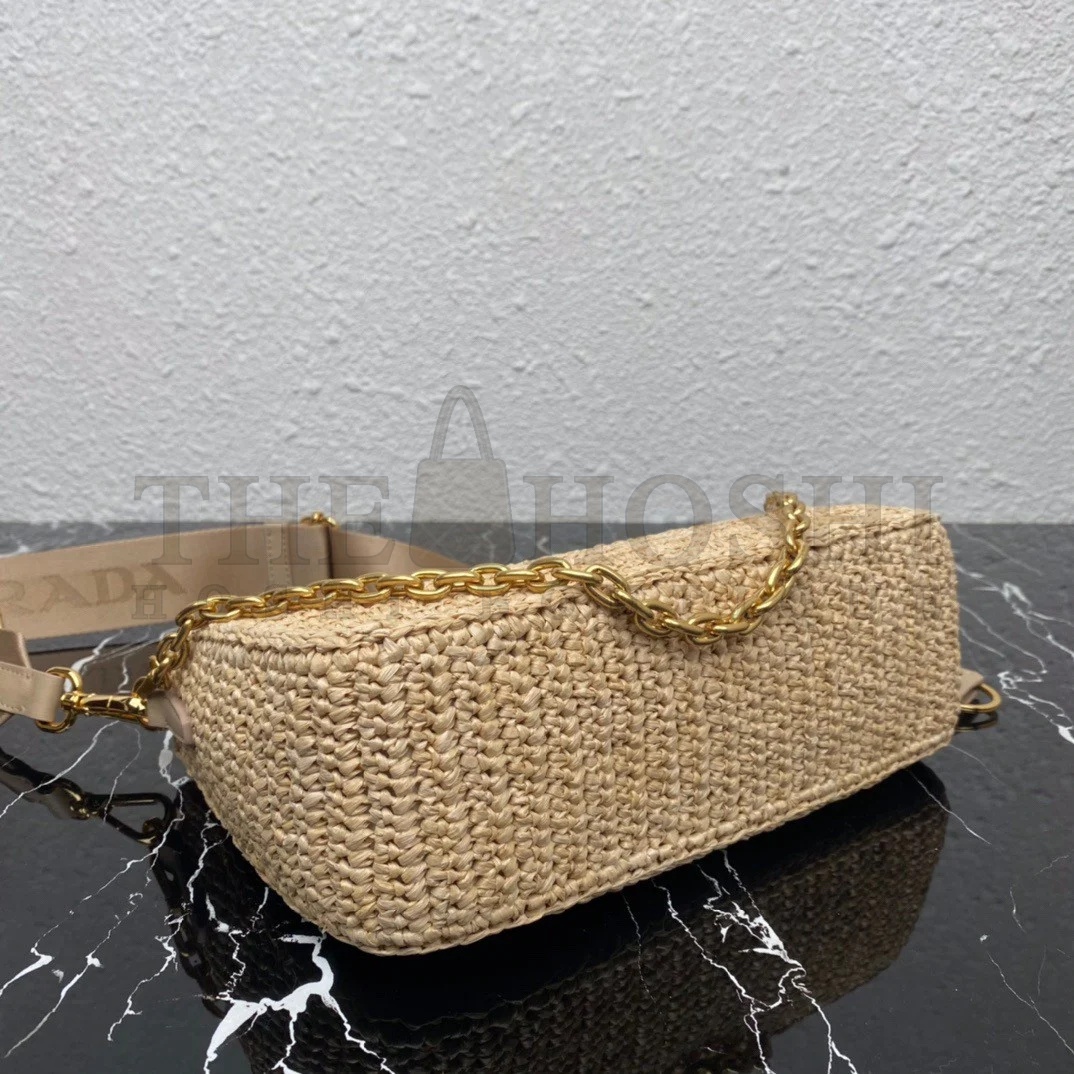 Pra*a Re-Edition 2005 Shoulder Bag In Beige Raffia Master Quality