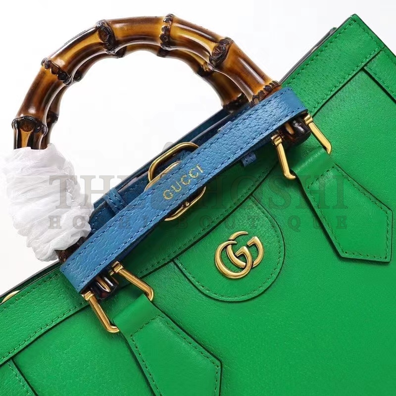 Gvc*1 Women GG Diana Small Tote Bag Green Leather Double G Bamboo Handles Master Quality