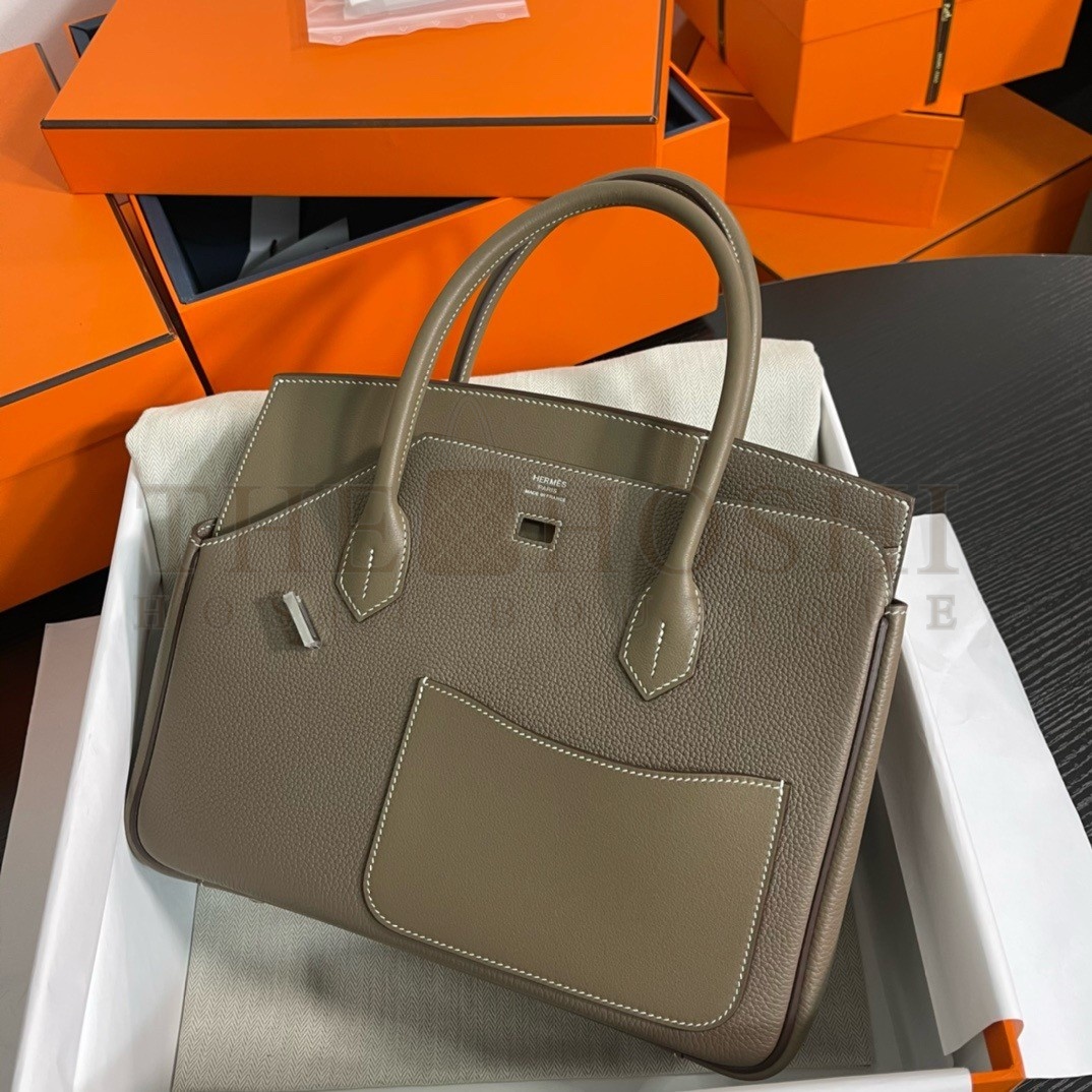 H**me5 Birkin 30 en Desordre Bag in Taupe Swift and Clemence Leather Master Quality
