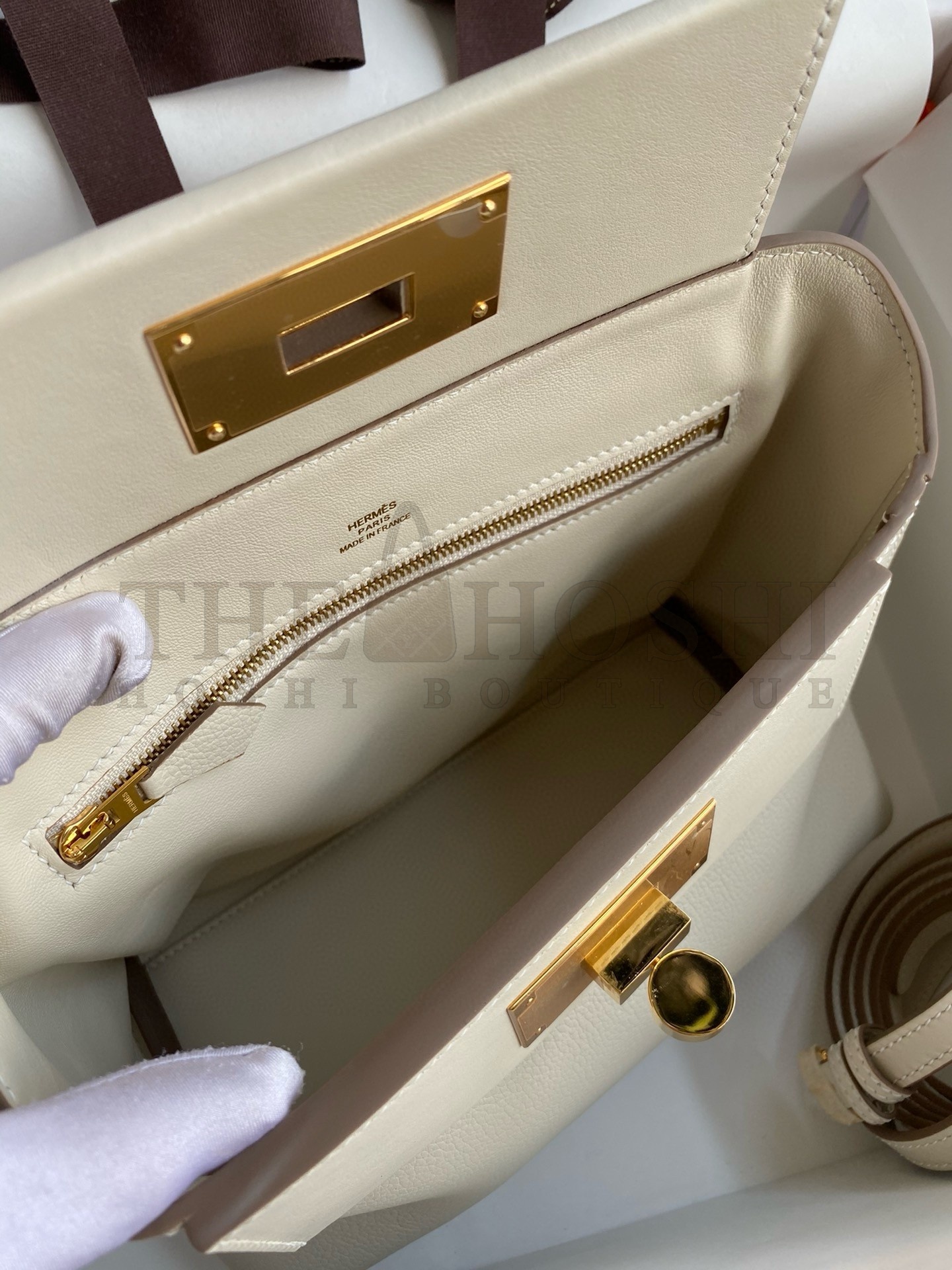 H**me5 24/24 Mini 21 Handmade Bag in Craie Evercolor Leather Master Quality