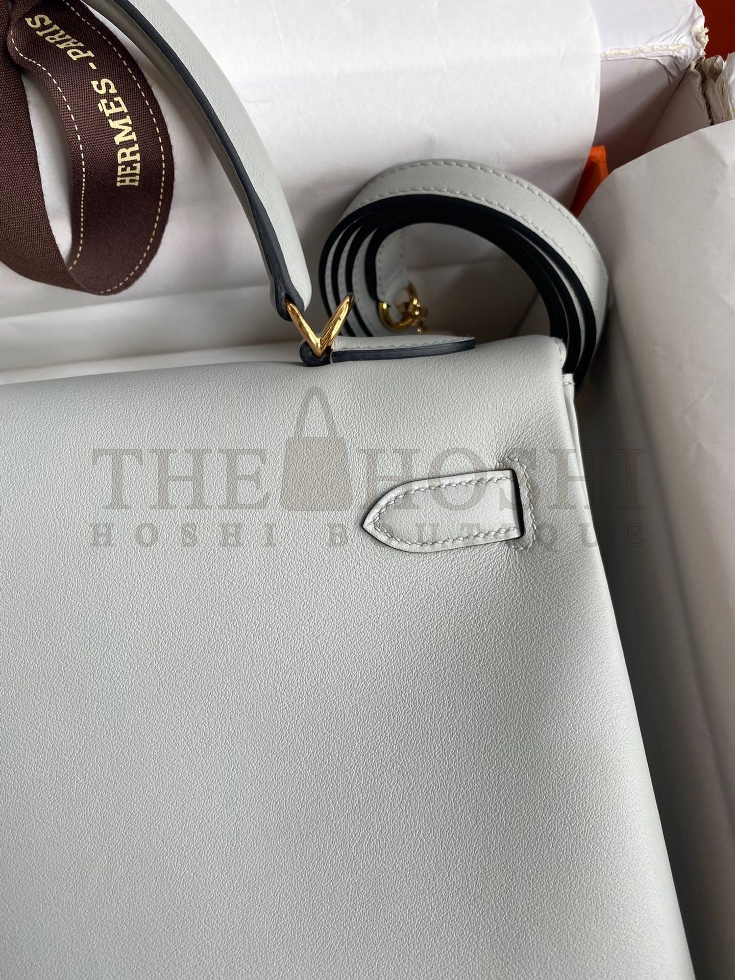 H**me5 Kelly Retourne 32cm Handmade Bag In Blue Glacier Swift Calfskin Master Quality