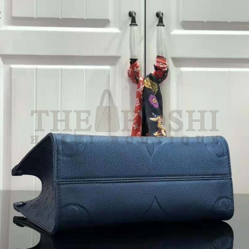 L0vis Vvtt0n LV Women OnTheGo PM Tote Navy Nacre Embossed Grained Cowhide Leather Master Quality