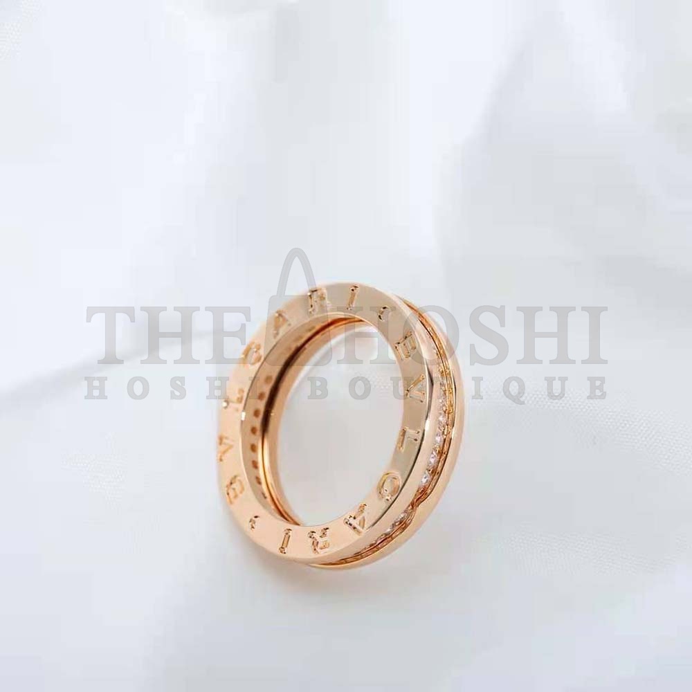 Bv1g*ai Women B.zero1 One-Band Ring in 18 KT Rose Gold Set with Pave D1am0nds on the Spiral Master Quality