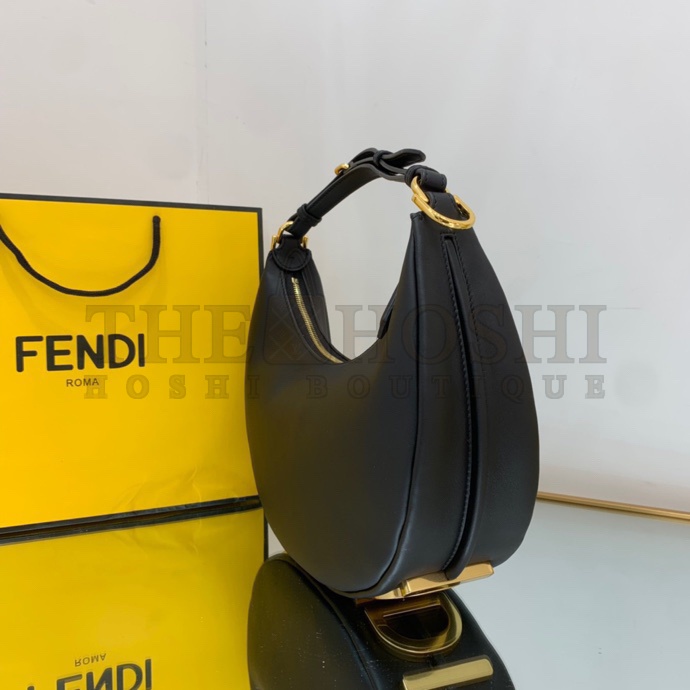 F**di Women F**digraphy Small Black Leather Bag-Black  size:24.5 cm Master Quality