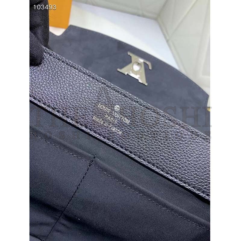 L0vis Vvtt0n LV Women Lockme Ever MM Handbag Black Soft Grained Calfskin Master Quality
