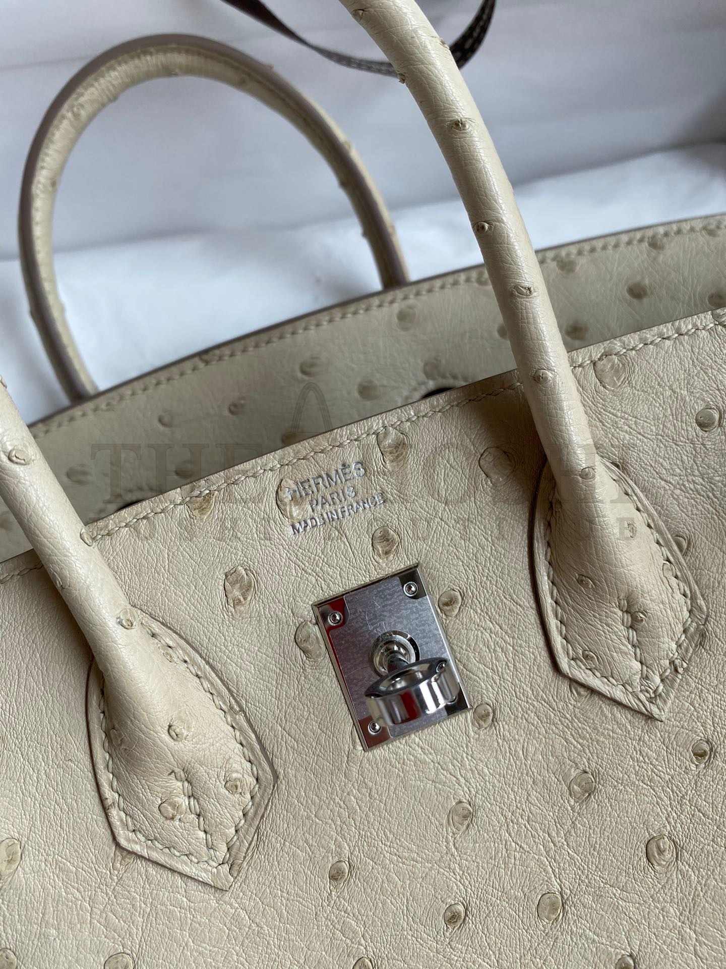 H**me5 Birkin 25 Retourne Handmade Bag In Parchemin Ostrich Leather Master Quality
