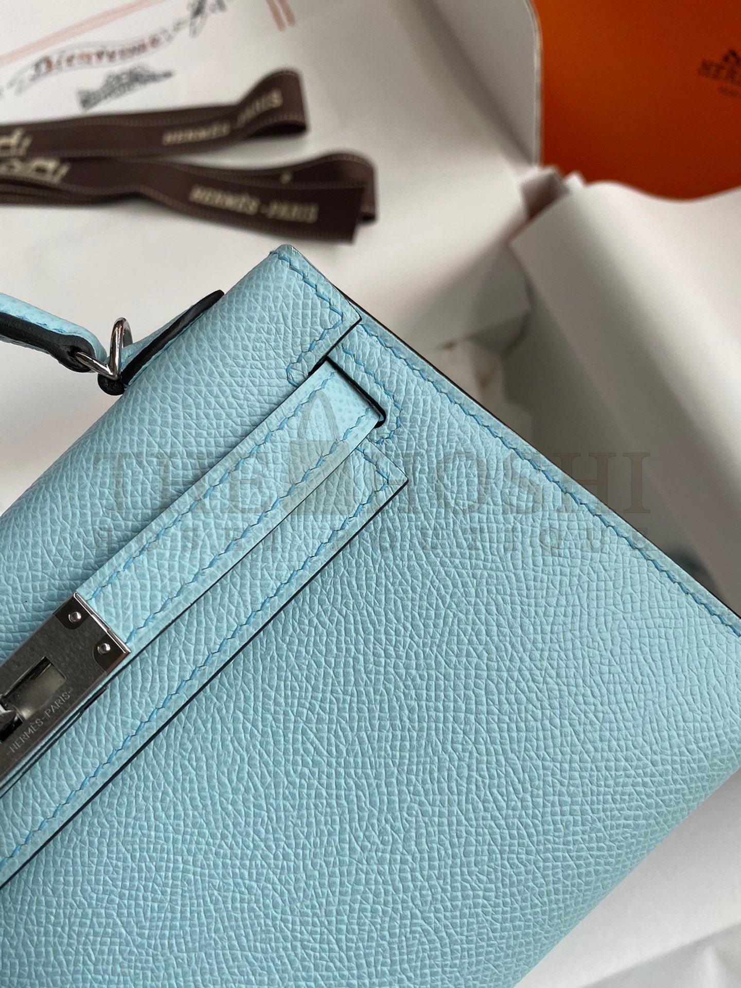 H**me5 Kelly Mini II Sellier Handmade Bag In Blue Zephyr Epsom Calfskin Master Quality