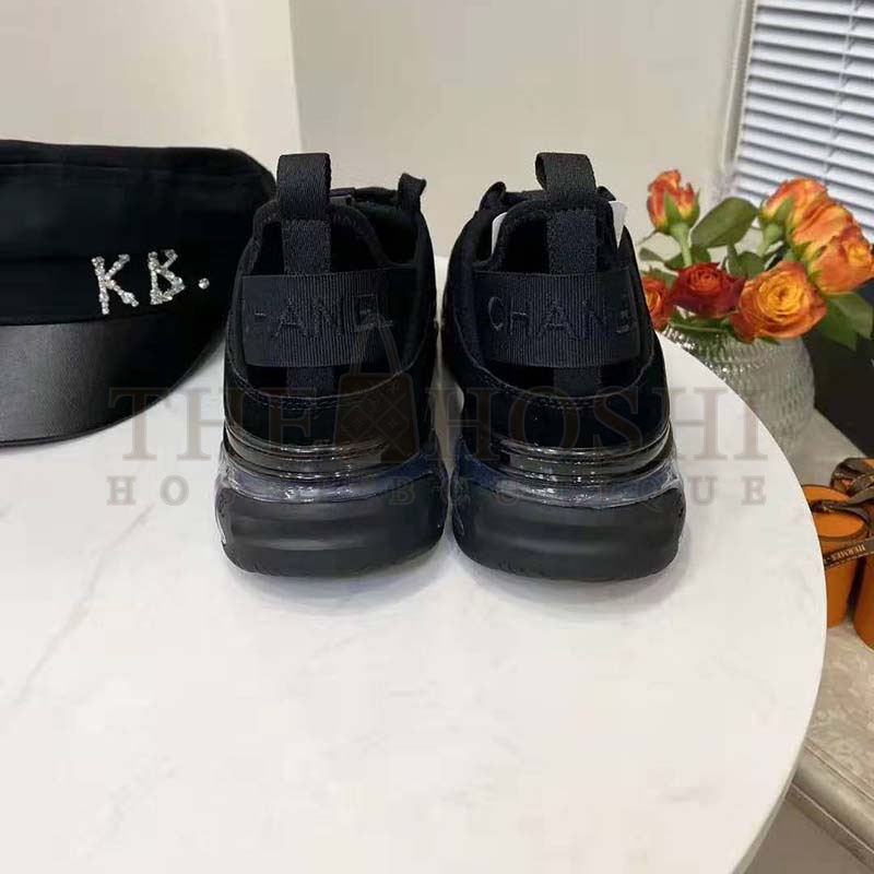 Ch**el Women Sneakers Suede Calfskin Velvet &amp; Grosgrain Black Master Quality