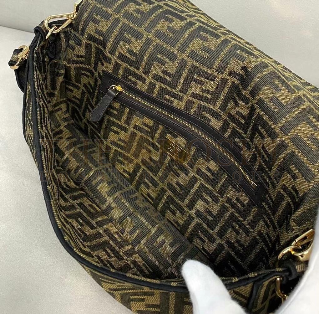 F**di Large Baguette Bag In Brown FF Jacquard Fabric Master Quality