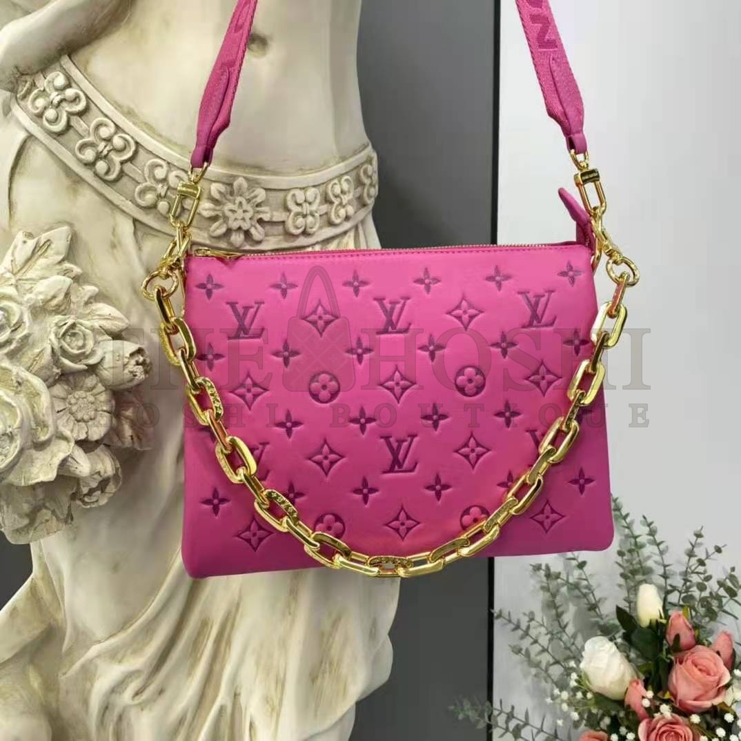 L0vis Vvtt0n LV Women Cruissin PM Handbag Pink Purple Monogram Embossed Puffy Lambskin Master Quality