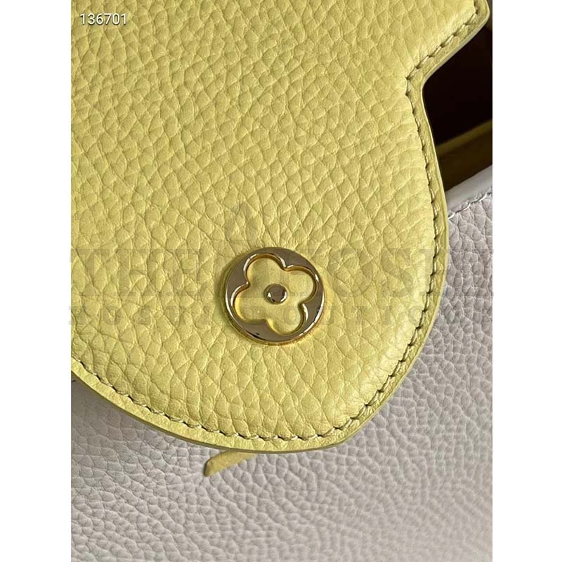 L0vis Vvtt0n LV Women Capucines MM Handbag Yellow Beige Taurillon Leather Canvas Master Quality