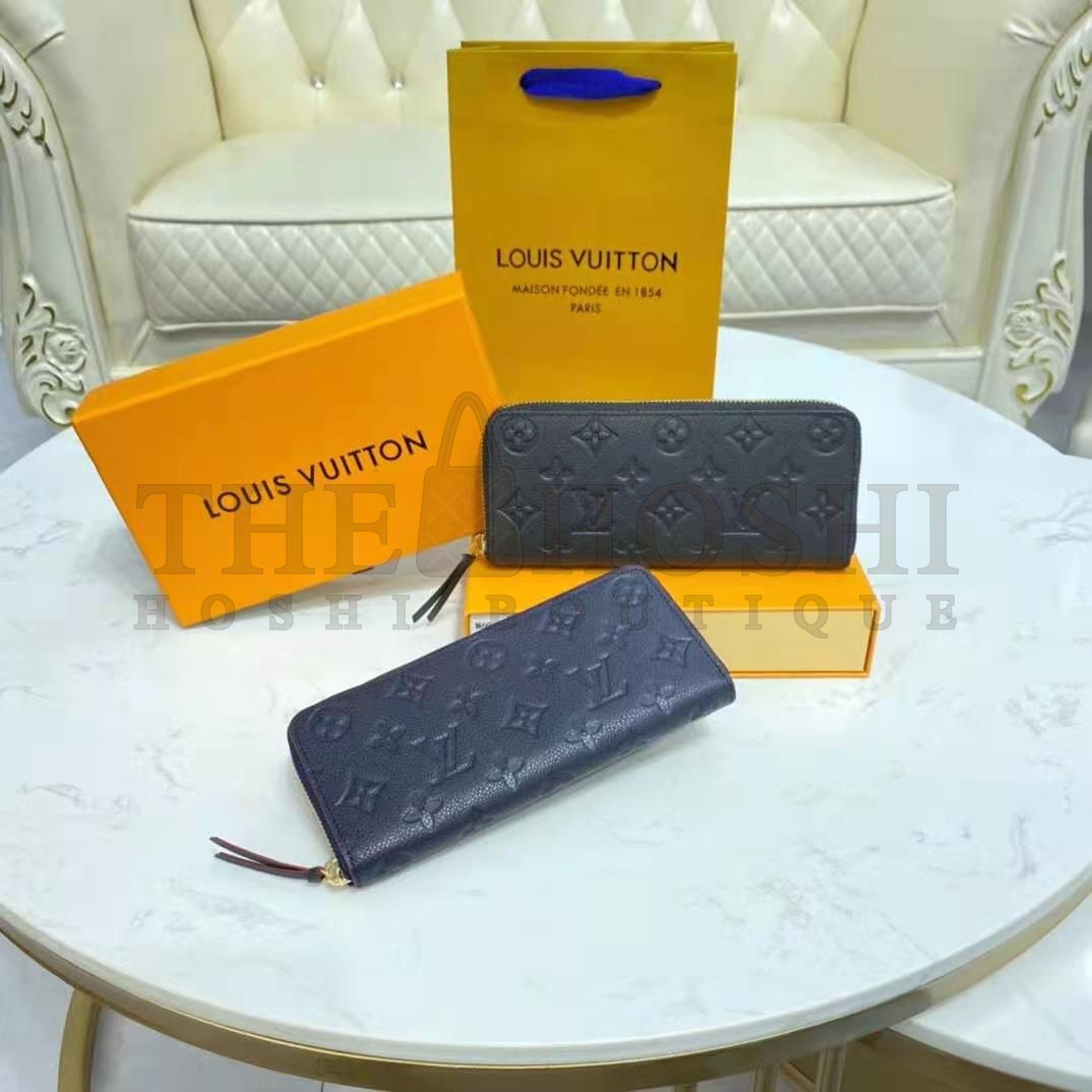 L0vis Vvtt0n LV Unisex Clémence Wallet Marine Rouge Monogram Empreinte Embossed S*pple Grained Cowhide Master Quality